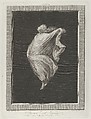 A bacchante seen in profile facing left, with outstretched left arm holding her drapery, set against a black background inside a rectangular frame, Antonio Ricciani  Italian, Engraving