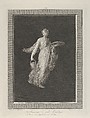 A partly naked bacchante holding a disk in her raised left hand and a bucket in her right, Vicenzo Feoli Italian, Engraving