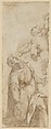 Group of Laborers in a Field (recto); Angel Appearing to a Kneeling Saint (verso), Giovanni Battista Maganza the Elder (Italian, Este ca. 1513/23–1586 Vicenza), Pen and brown ink, brush and pale brown wash, over black-chalk (recto and verso)