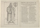 Philip Melanchthon, Full-Length Towards the Right, Lucas Cranach the Younger German, Woodcut; first state of six (Hollstein)