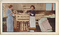 Card No. 127, Converting Banana Boxes Into Babies Cradles, from the World War I Scenes series (T121) issued by Sweet Caporal Cigarettes, American Tobacco Company, Photolithograph