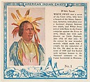 Card No. 1, White Swan, from the Indian Chiefs series (T129) issued by Red Man Chewing Tobacco, Red Man Chewing Tobacco American, Commercial color lithograph
