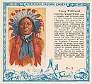 Card No. 3, Young Whirlwind, from the Indian Chiefs series (T129) issued by Red Man Chewing Tobacco, Red Man Chewing Tobacco American, Commercial color lithograph