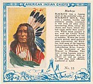 Card No. 13, Blackeye, from the Indian Chiefs series (T129) issued by Red Man Chewing Tobacco, Red Man Chewing Tobacco American, Commercial color lithograph