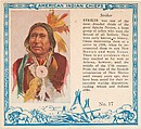 Card No. 17, Striker, from the Indian Chiefs series (T129) issued by Red Man Chewing Tobacco, Red Man Chewing Tobacco American, Commercial color lithograph