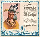 Card No. 20, Arkikita, from the Indian Chiefs series (T129) issued by Red Man Chewing Tobacco, Red Man Chewing Tobacco American, Commercial color lithograph