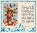 Card No. 22, Many Horns, from the Indian Chiefs series (T129) issued by Red Man Chewing Tobacco, Red Man Chewing Tobacco American, Commercial color lithograph