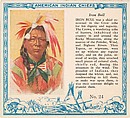Card No. 24, Iron Bull, from the Indian Chiefs series (T129) issued by Red Man Chewing Tobacco, Red Man Chewing Tobacco American, Commercial color lithograph
