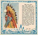 Card No. 39, Man and Chief, from the Indian Chiefs series (T129) issued by Red Man Chewing Tobacco, Red Man Chewing Tobacco American, Commercial color lithograph