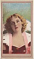 Blonde actress wearing wide white collar, from the Actresses series (T176) issued by Sweet Caporal Cigarettes, Kinney Brothers Tobacco Company  American, Commercial color lithograph