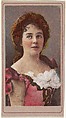 Actress wearing pink bodice with white ruffles, from the Actresses series (T176) issued by Sweet Caporal Cigarettes, Kinney Brothers Tobacco Company American, Commercial color lithograph