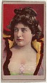 Actress wearing bodice with rigid upright collar, from the Actresses series (T176) issued by Sweet Caporal Cigarettes, Kinney Brothers Tobacco Company  American, Commercial color lithograph