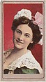 Actress wearing wide lace collar, from the Actresses series (T176) issued by Sweet Caporal Cigarettes, Kinney Brothers Tobacco Company  American, Commercial color lithograph