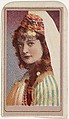 Actress wearing fez with attached veil, from the Actresses series (T176) issued by Sweet Caporal Cigarettes, Kinney Brothers Tobacco Company  American, Commercial color lithograph