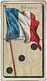 France, from the National Flag on Domino series (T177) issued by Kinney Brothers to promote Sweet Caporal Cigarettes, Kinney Brothers Tobacco Company  American, Commercial color print