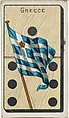 Greece, from the National Flag on Domino series (T177) issued by Kinney Brothers to promote Sweet Caporal Cigarettes, Kinney Brothers Tobacco Company  American, Commercial color print