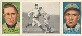 "Chance Beats Out a Hit," with Frank Leroy Chance and William Aloysius Foxen, from the series Hassan Triple Folders (T202), Hassan Cigarettes American, Commercial lithographs with half-tone photograph