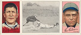 "Chase Dives into Third," with C. Philippe and George Gibson, from the series Hassan Triple Folders (T202), Hassan Cigarettes American, Commercial lithographs with half-tone photograph