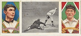 "Chase Dives into Third," with H. Wolter and H. Chase, from the series Hassan Triple Folders (T202), Hassan Cigarettes American, Commercial lithographs with half-tone photograph