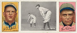 "Chase Guarding First," with A. Leifield and George Gibson, from the series Hassan Triple Folders (T202), Hassan Cigarettes American, Commercial lithographs with half-tone photograph