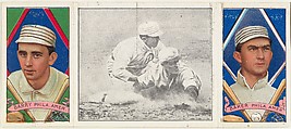 "Chase Safe at Third," with J. Barry to F. Baker, from the series Hassan Triple Folders (T202), Hassan Cigarettes American, Commercial lithographs with half-tone photograph