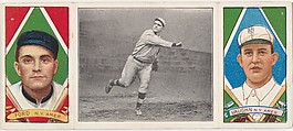 "Ford Putting Over a Spitter," with Russell Ford and James Vaughn, from the series Hassan Triple Folders (T202), Hassan Cigarettes American, Commercial lithographs with half-tone photograph