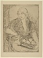 Woman with fruit basket, Edmond-François Aman-Jean  French, Drypoint