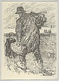 A la sortie de Reims, from "Les Evacués", Louis-Robert Antral  French, Lithograph