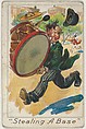 Stealing A Base, from the Baseball Comics series (T203), P.H. Mayo & Brother, Richmond, Virginia American, Commercial color lithograph