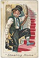 Stealing Home, from the Baseball Comics series (T203), P.H. Mayo & Brother, Richmond, Virginia American, Commercial color lithograph