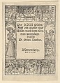 Title-Border with the Story of Salome and St. John the Baptist, Lucas Cranach the Elder and Workshop  German, Woodcut