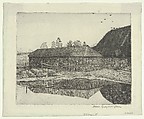 Barn and Pond, Evening, Froxfield, Allan Gwynne-Jones  British, Etching