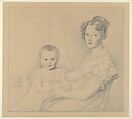 Portrait of a mother and child, John Linnell British, Graphite with watercolor and gouache (bodycolor)