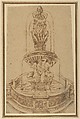 Design for a Fountain with the Three Graces, Jacques Androuet Du Cerceau French, Pen and brown ink, brush and light brown wash