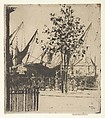 The Corner of Luna Street, Chelsea Embankment, Théodore Roussel  French, Etching; second state of twp