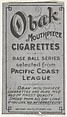 Facsimile of Card Verso, from the "Obak Baseball Players" set (T212), issued by the American Tobacco Company to promote Obak Mouthpiece Cigarettes, American Tobacco Company, Commercial color lithograph