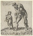 Aeneas rescuing Anchises, a young boy carrying a lantern at left, Giovanni Jacopo Caraglio (Italian, Parma or Verona ca. 1500/1505–1565 Krakow (?)), Engraving