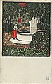 Woman at a Fountain (Frau am Brunnen), Carl Krenek Austrian, Color lithograph