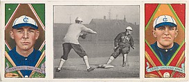 "Held at Third," with Lee Tannehill and Harry D. Lord, from the series Hassan Triple Folders (T202), Hassan Cigarettes (American), Commercial lithographs with half-tone photograph