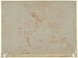 Study of Hands (recto); Study for a Reclining St. Francis (verso), Daniele Crespi (Italian, Busto Arsizio 1597/1600–1630 Milan), Red and white chalk on blue paper (recto); red chalk on blue paper (verso)
