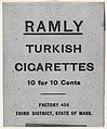 Facsimile of Ramly Card Verso, from the Baseball Players (Ramlys) series (T204) issued by the Mentor Company to promote Ramly Cigarettes, Mentor Company, Boston  American, Photolithograph