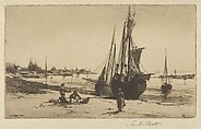 Boats at Low Tide, Charles Adams Platt  American, Etching; published state