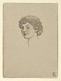 Portrait of a girl's head with flowers in her hair, Ernest Haskell American, Etching