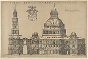 Antonio da Sangallo's project for St. Peters, plan of the façade extended to the left with a tower, Antonio da Labacco Italian, Engraving