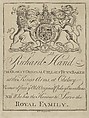 Trade Card of Richard Hand, The Oldest Original Chelsey Bunn Baker, William Hogarth  British, Etching and engraving