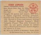 Stan Lopata, Catcher, Philadelphia Phillies, from the Picture Card Collectors Series (R406-4) issued by Bowman Gum, Issued by Bowman Gum Company, Commercial color lithograph
