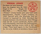 Vernal Jones, 1st Base, St. Louis Cardinals, from the Picture Card Collectors Series (R406-4) issued by Bowman Gum, Issued by Bowman Gum Company, Commercial color lithograph
