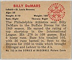 Billy DeMars, Infield, St. Louis Browns, from the Picture Card Collectors Series (R406-4) issued by Bowman Gum, Issued by Bowman Gum Company, Commercial color lithograph