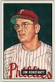 Jim Konstanty, Pitcher, Philadelphia Phillies, from Picture Cards, series 5 (R406-5) issued by Bowman Gum, Issued by Bowman Gum Company, Commercial color lithograph