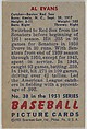 Issued by Bowman Gum Company | Al Evans, Catcher, Boston Red Sox, from ...